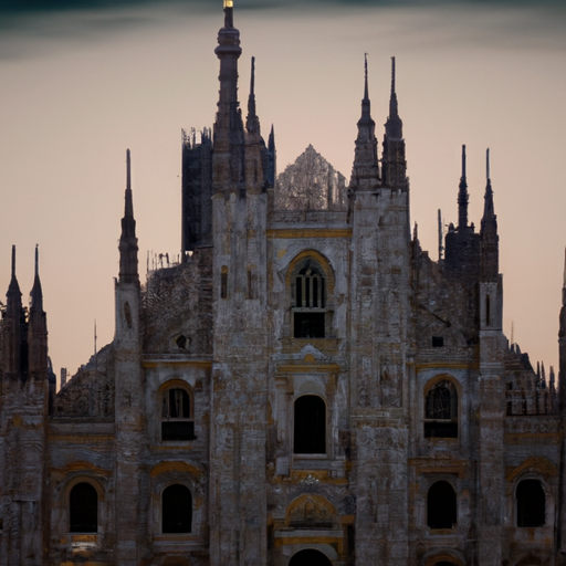 נוף של קתדרלת מילאנו האיקונית, יצירת מופת גותית עוצרת נשימה