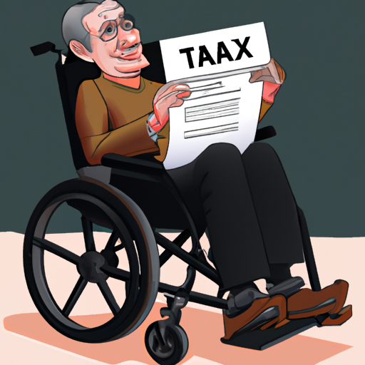 תמונה של אדם בכיסא גלגלים אוחז בטופס החזר מס.