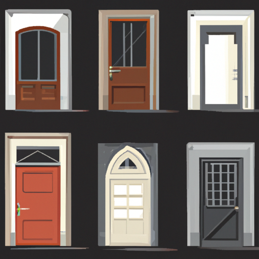 איור המציג עיצובים שונים של דלתות כניסה