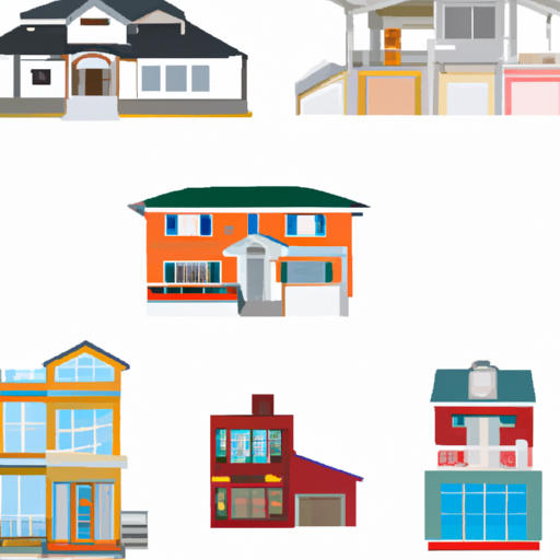 1. תמונה המתארת צורות שונות של נכסי נדל"ן לרבות נכסי מגורים, מסחר ותעשייה.